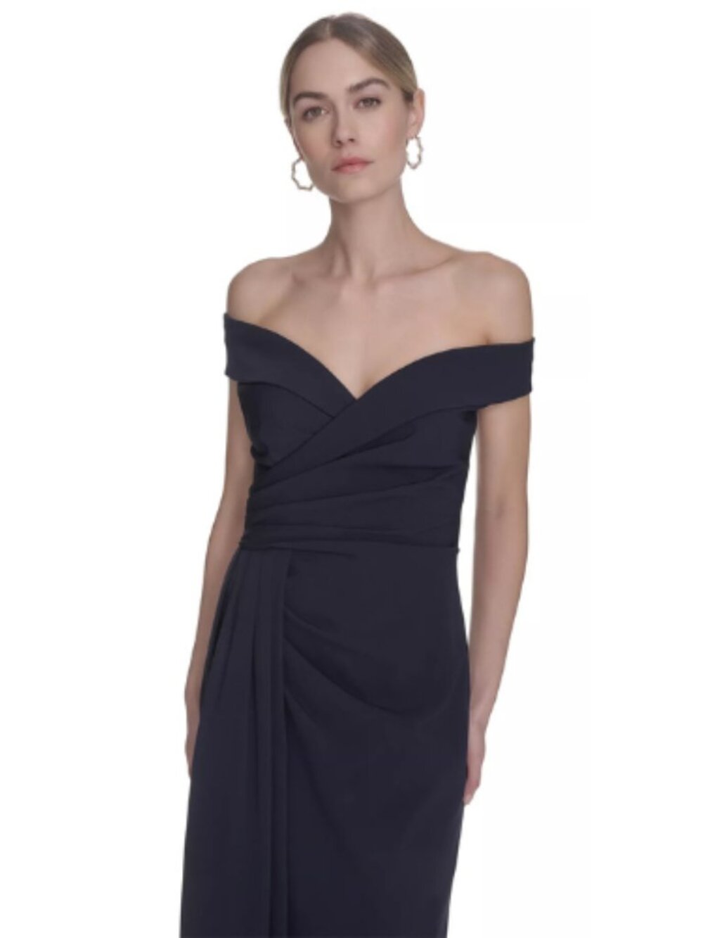 Eliza J Navy Blue Sweetheart Neckline Formal Wedding Gown